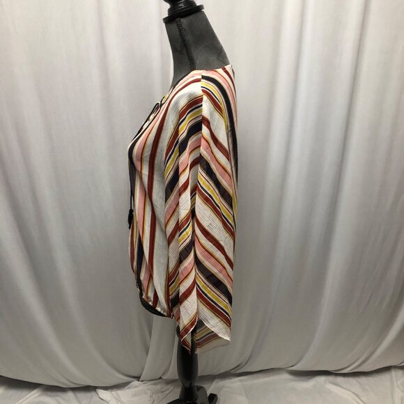 Maurices Striped Multicolor Sheer Blouse Womens Size Medium Lightweight Boho - Picture 4 of 9